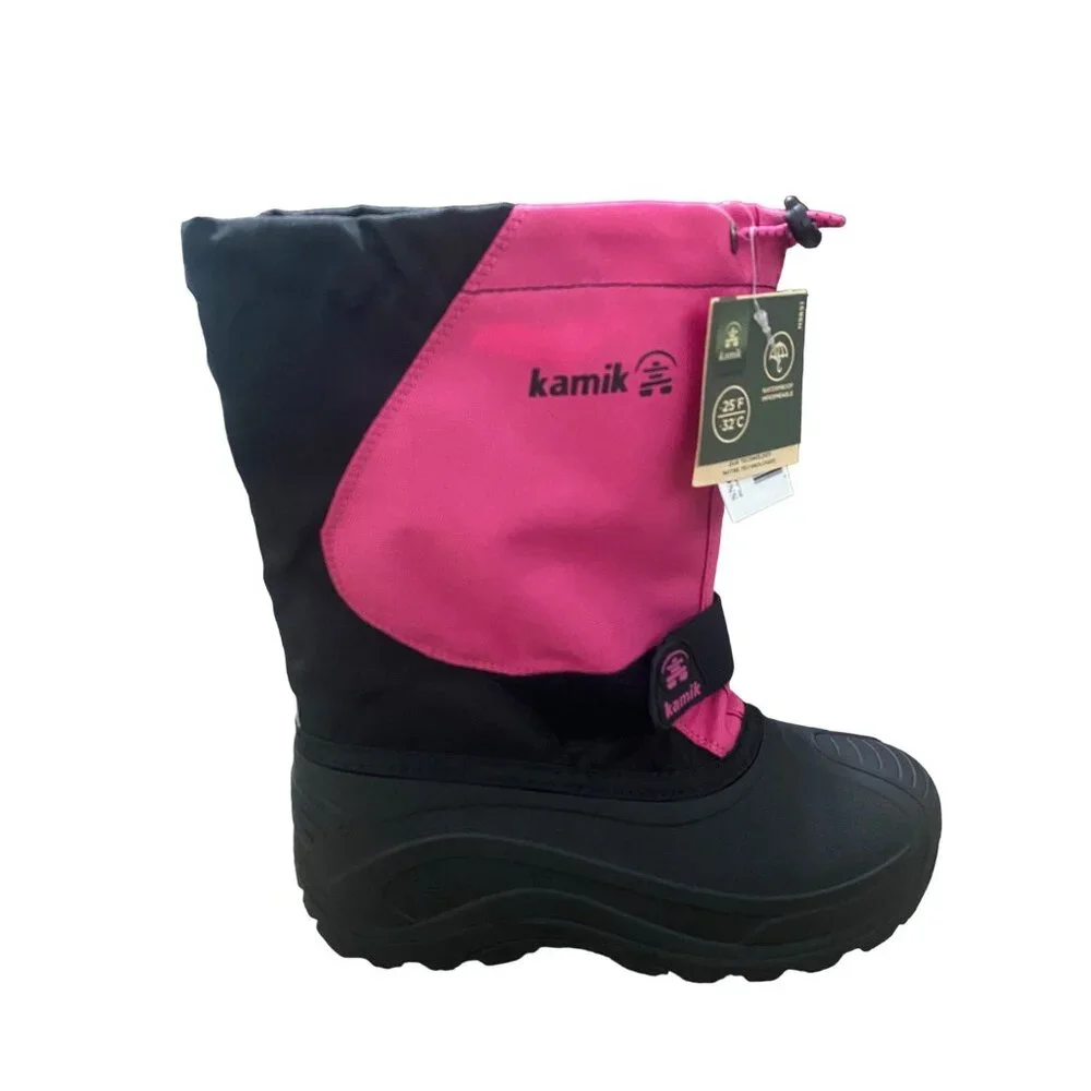 Kamik Snowfox Waterproof Snow Boots Black/Magenta size 4 NEW WITH TAGS